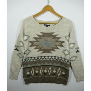 American Eagle Southwestern Sweater Women Medium Pullover Wool Blend Aztec